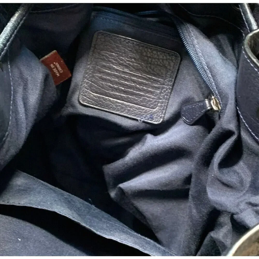 Coach Mickey Navy Blue Pebbled Leather Drawstring Bucket Bag Crossbody Classic